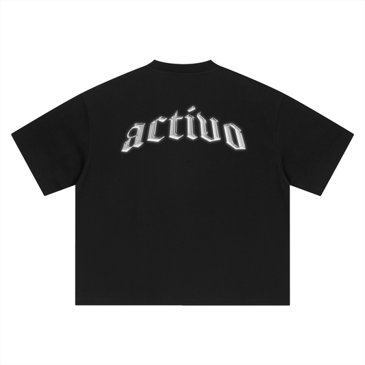 Black on Gray Chrome Boxy Tee